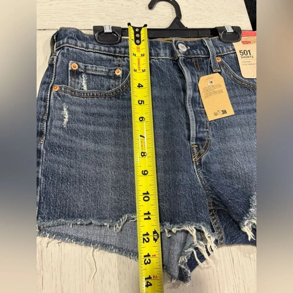 Levi's Indigo Distressed Jean Button Fly Shorts